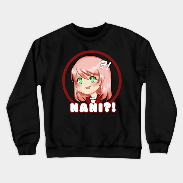 Anime Girl Saying Nani Crewneck Sweatshirt by Alex21